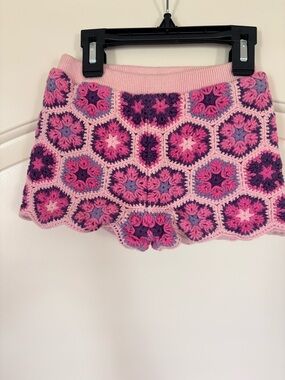 Andy & Evan Pink, Purple and Cream Crochet Front Toddler Sweater